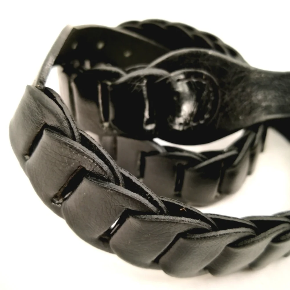 Chinese Laundry Women's L Black Adjustable Belt with Round Silver Tone Belt